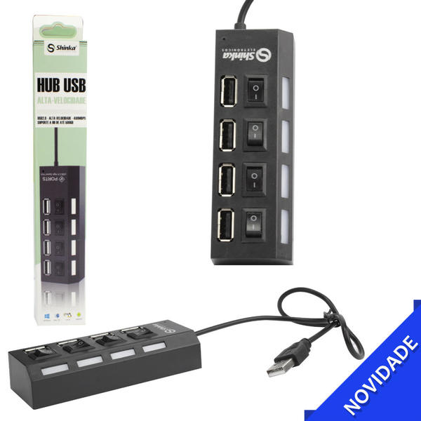 HUB USB A 2.0 - 4 PORTAS COM INTERRUPTORES DE ALIMENTAÇÃO INDIVIDUAL, ALTA VELOCIDADE – SHINKA- HUB0006SK.jpg