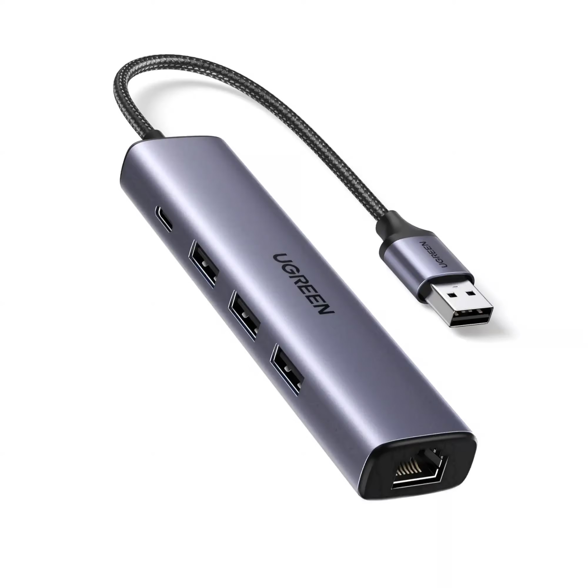 HUB USB-A 3.0 + 3xUSB-A 3.0, 1 RJ45 (1000M) e FONTE DE AALIMENTAÇÃO TIPO C – UGREEN - 60554.jpg